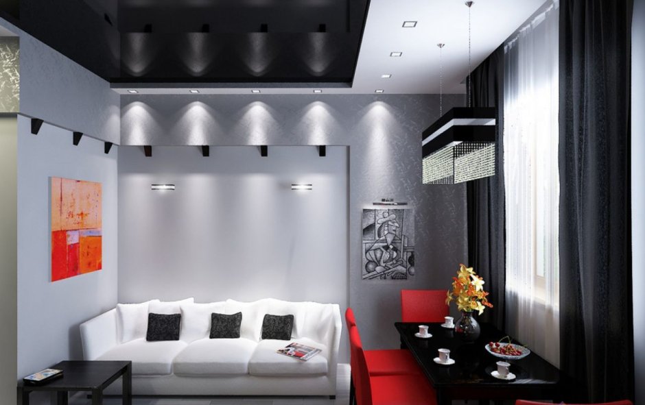 Фотопечать на потолке черно белая