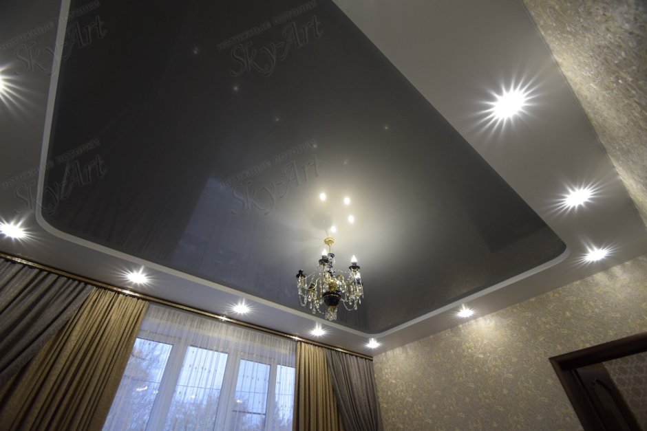 Черный матовый натяжной потолок