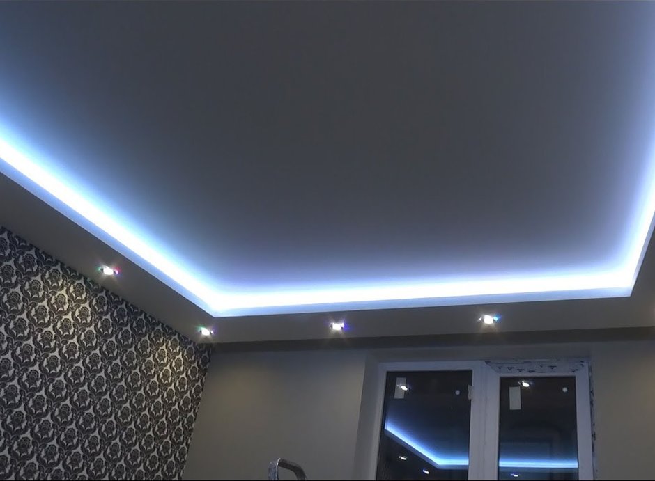 2х уровневый потолок из гипсокартона с подсветкой