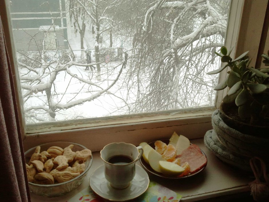 Морозное утро в окне