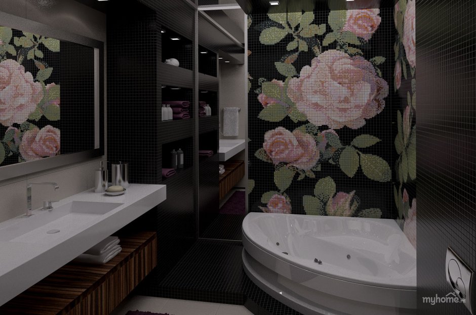 Плитка с пионами для ванной