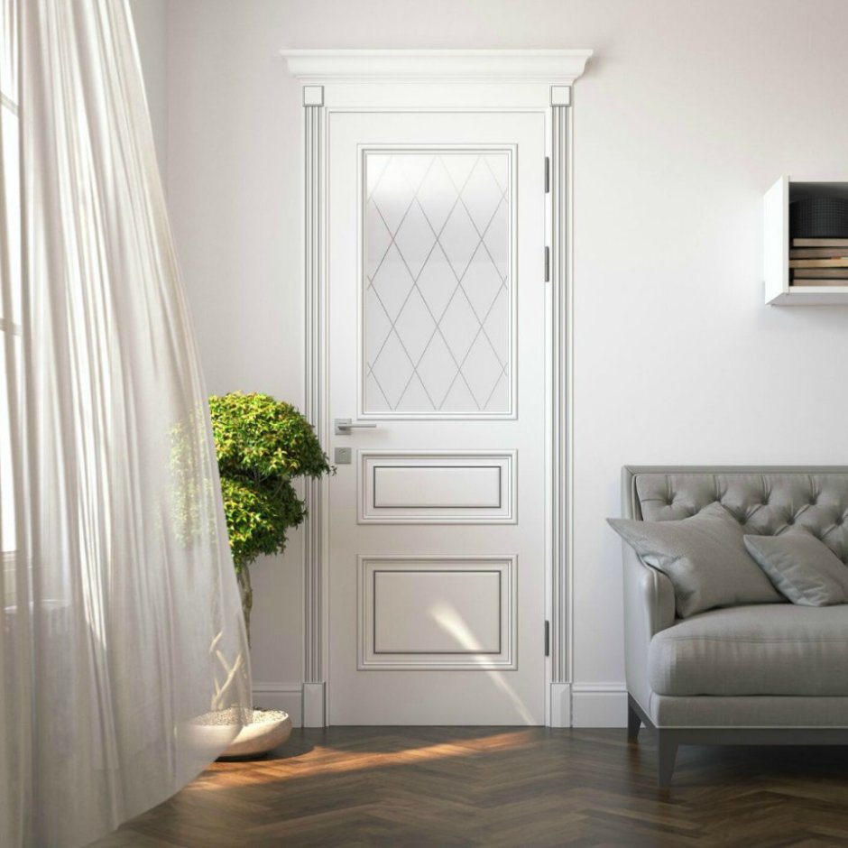 Современные белые межкомнатные двери со стеклом