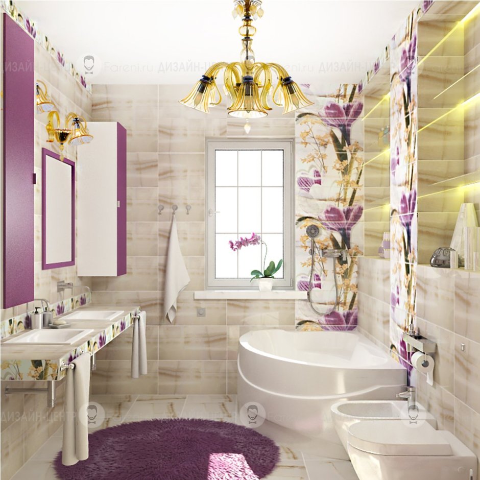Сочетание цветов плитки в ванной комнате