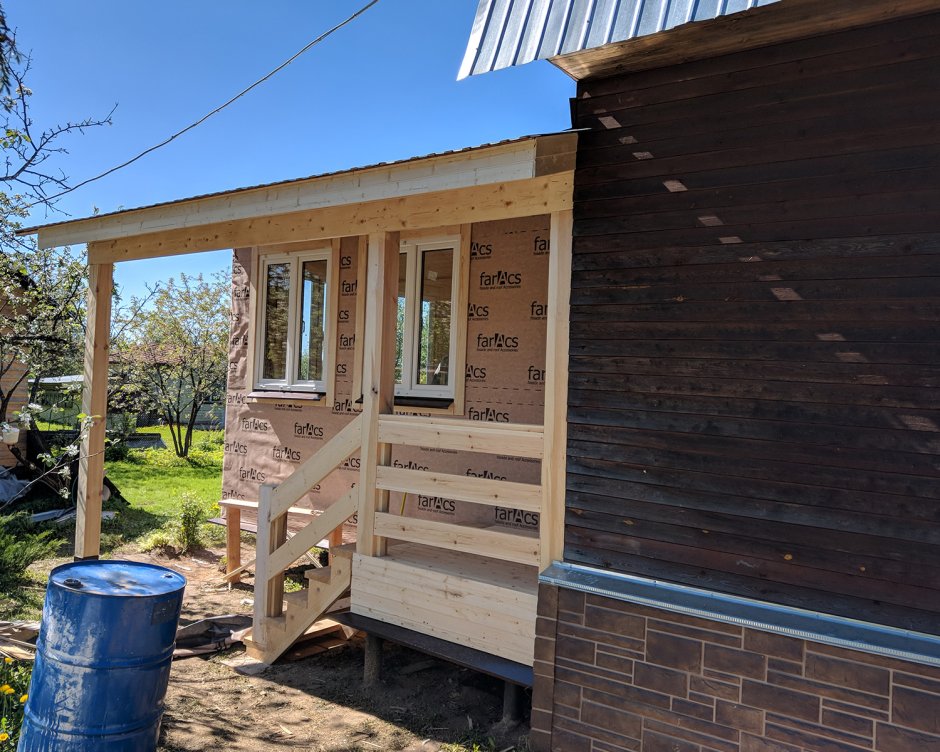 Пристройка кухни к дачному дому