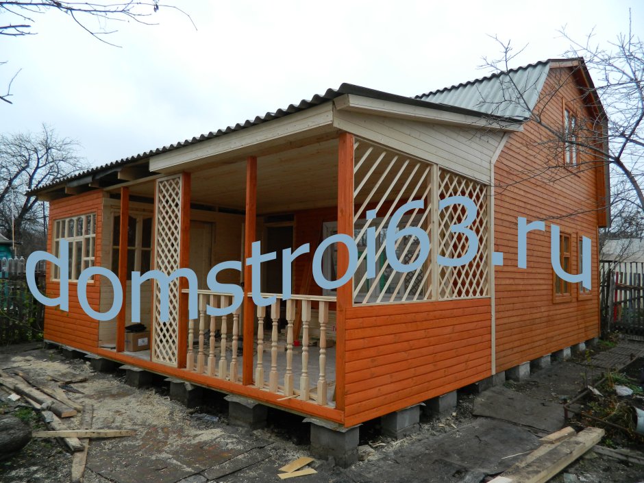 Пристрой к дачному домику с верандой и туалетом