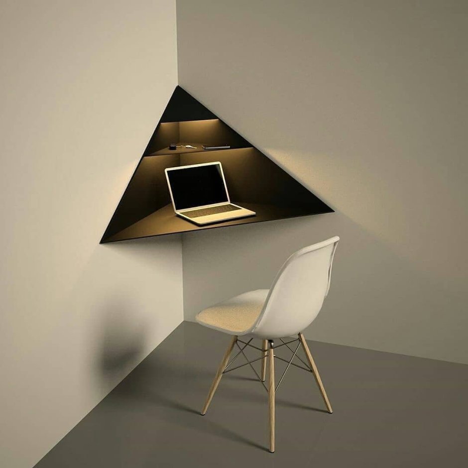 Треугольный стол в интерьере