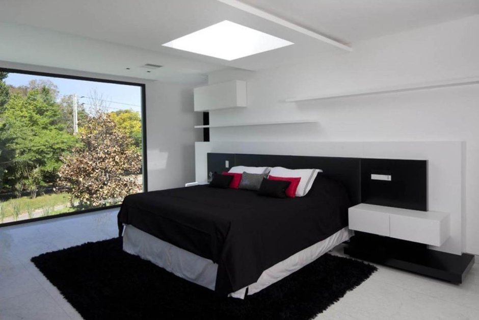 Дизайн спальни 18 кв прямоугольная темный пол красками