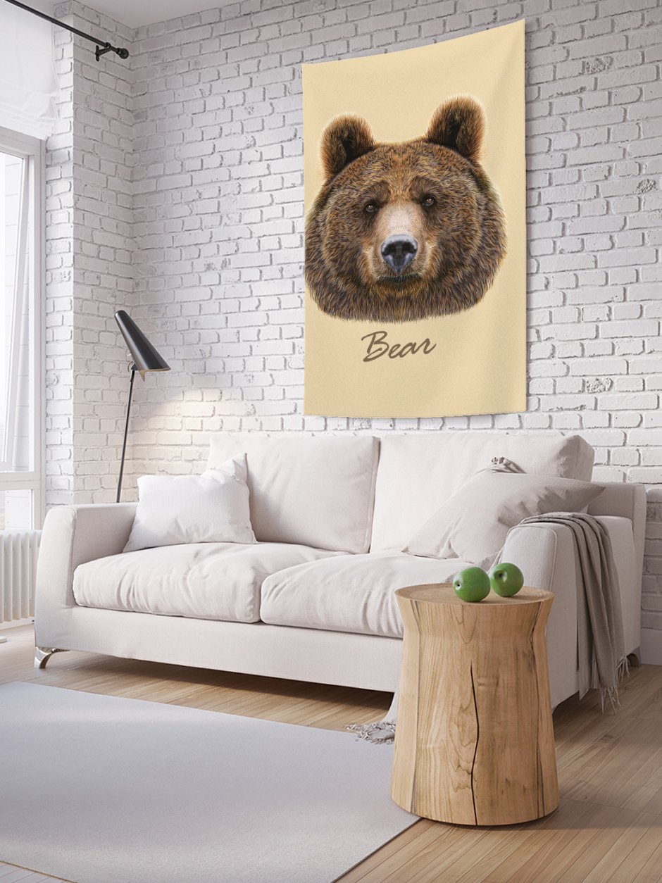 Панно на стену из дерева медведь