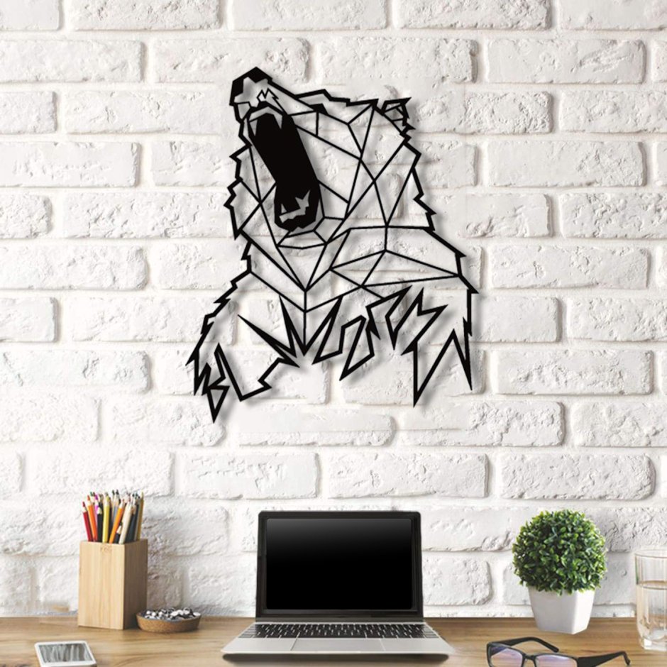 Панно с медведем на стену для декора