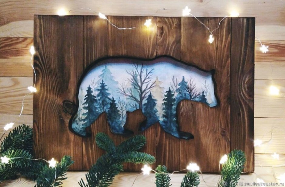 Панно медведь из фанеры