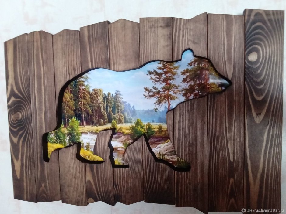 Панно медведь с подсветкой