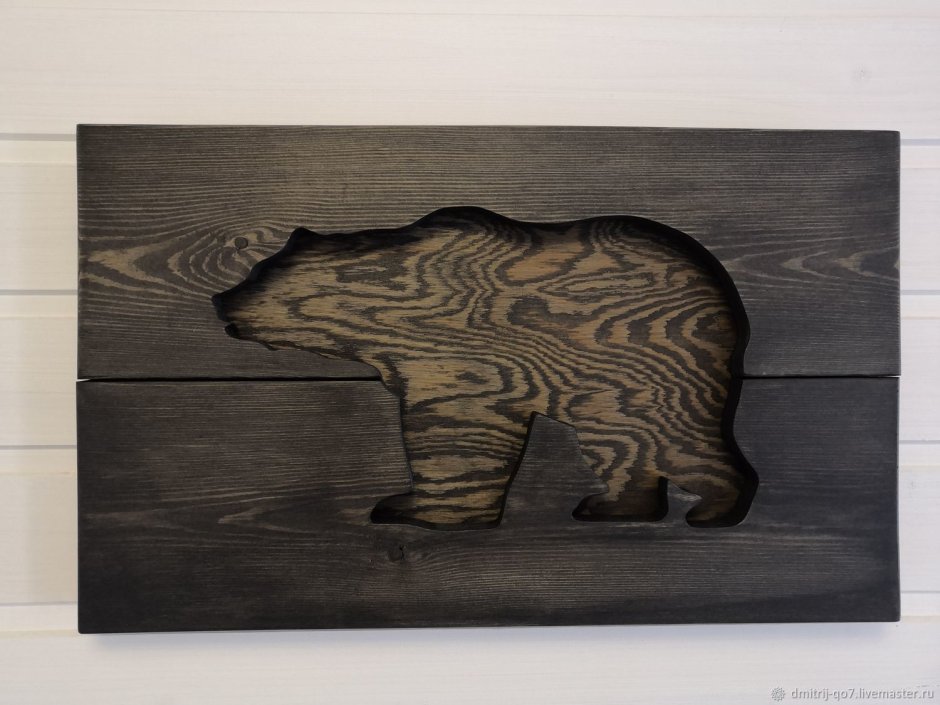 Панно медведь из дерева