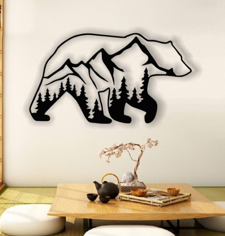 Панно медведь из дерева