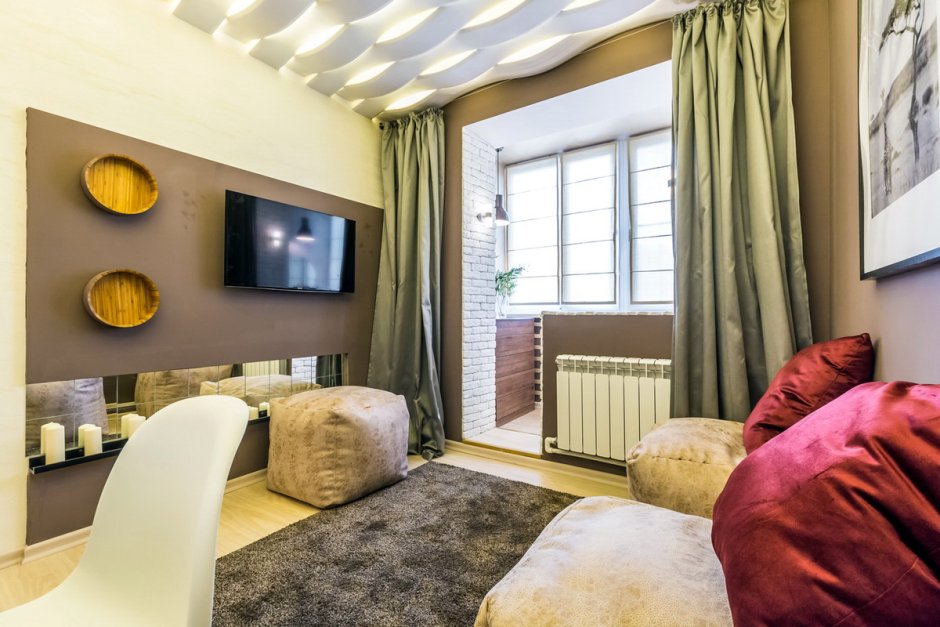 Гостиная совмещенная с балконом