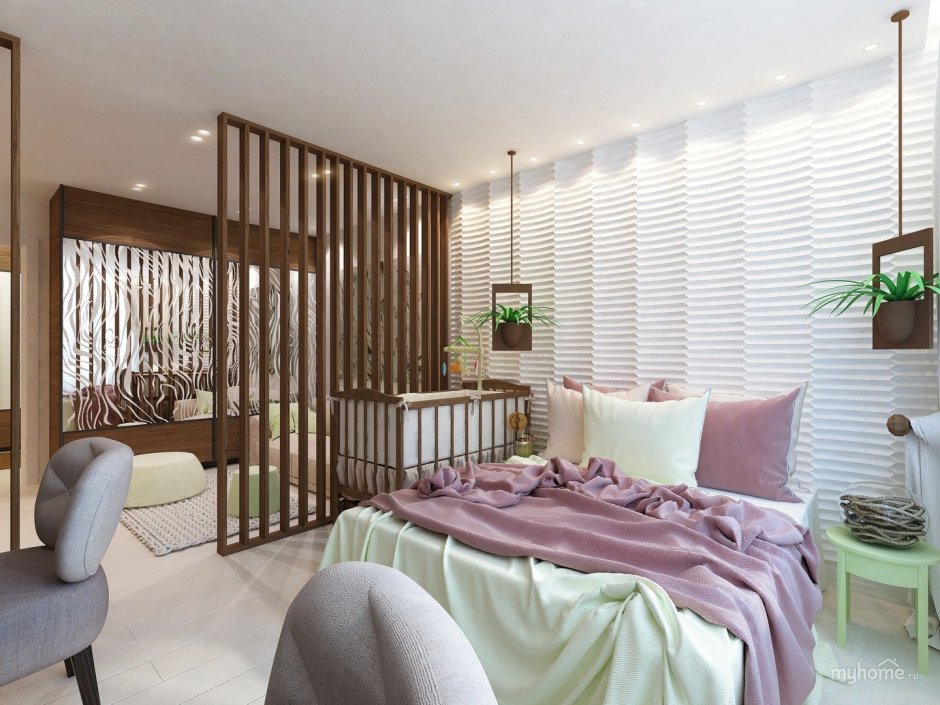 Зонирование комнаты с балконом