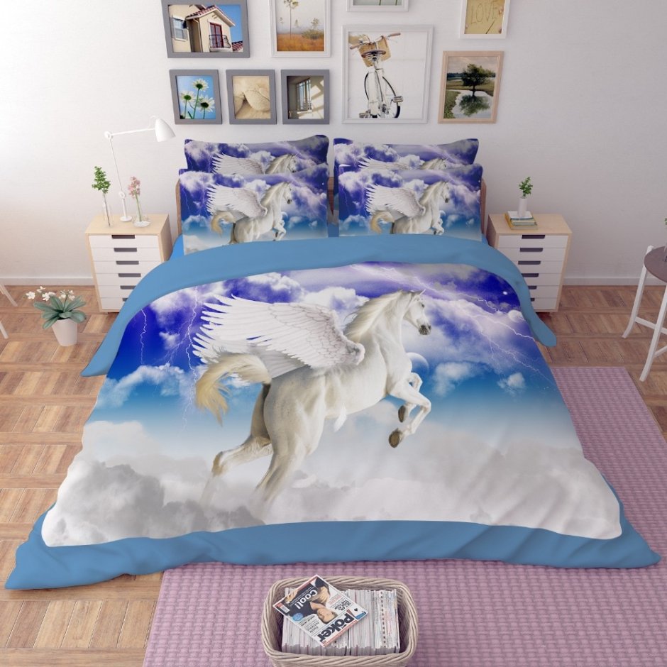 Пастель кровать с единорогом