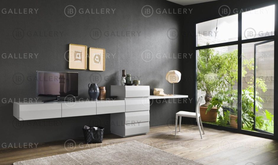 Подвесная тумба под ТВ С туалетным столиком