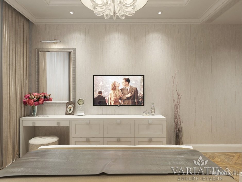 Комод в спальню под телевизор с туалетным столиком