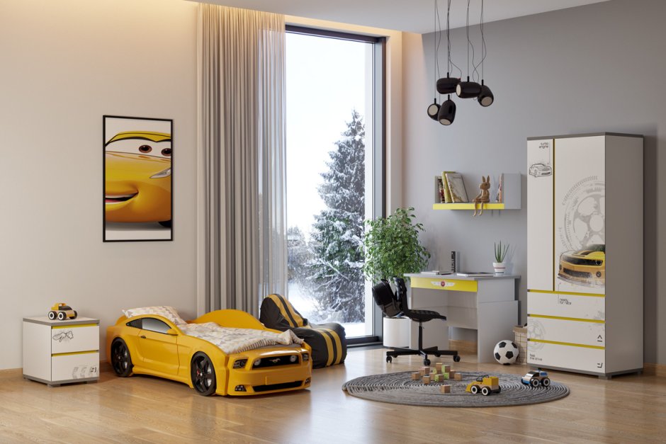 Кровать в виде гаража и машины