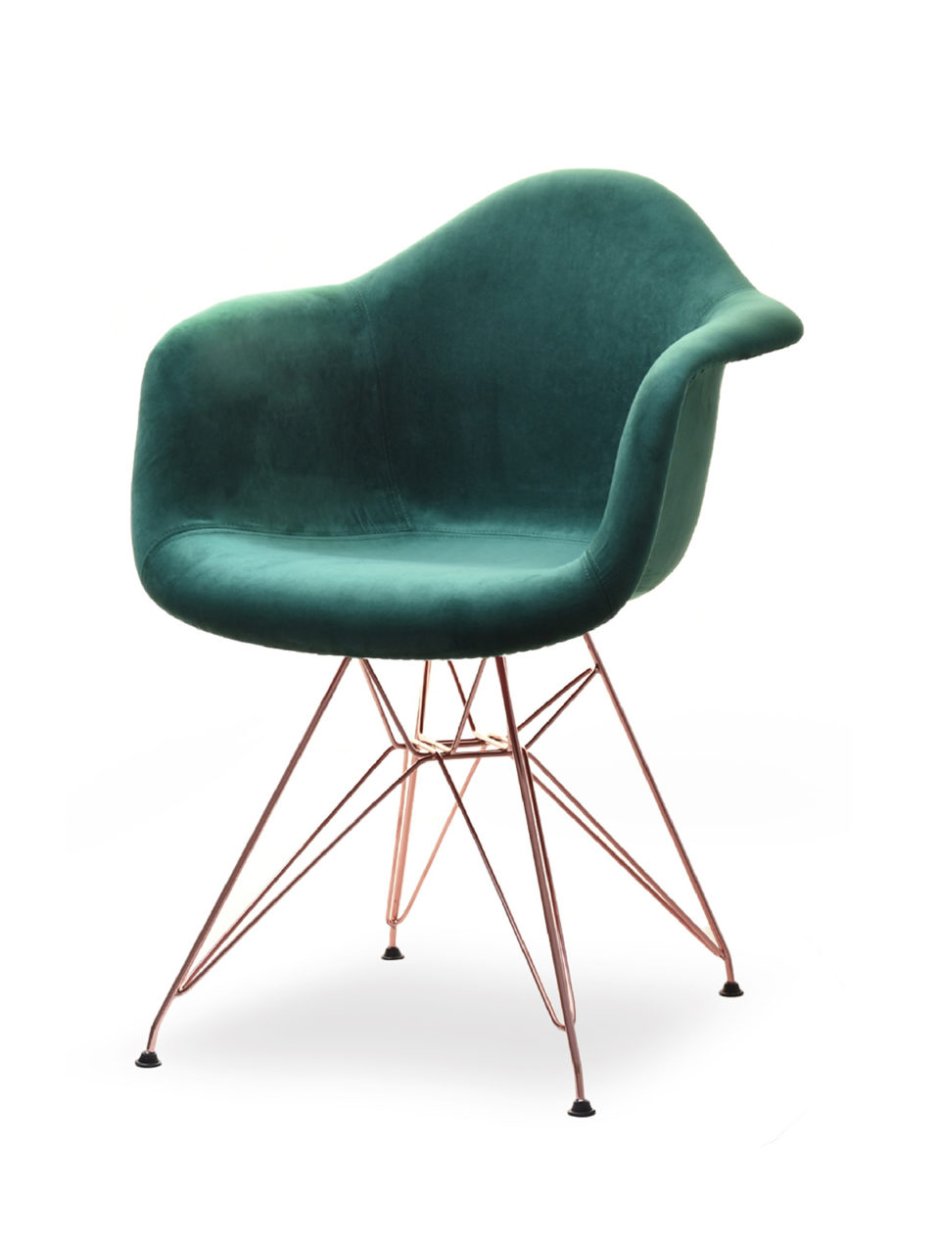 Зеленое кресло с золотыми ножками