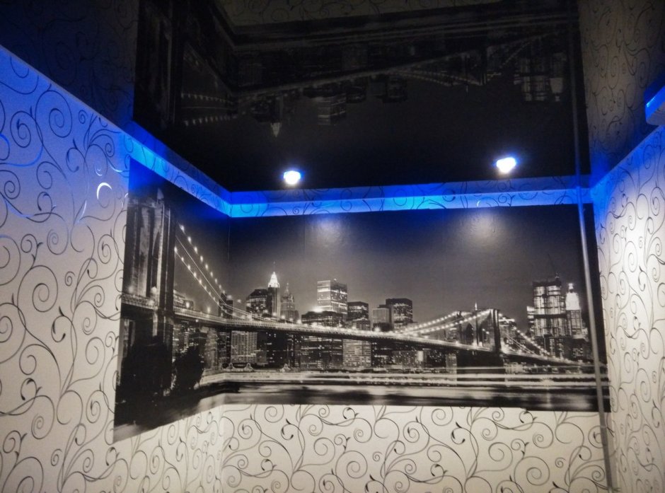 Парящий потолок черный глянец