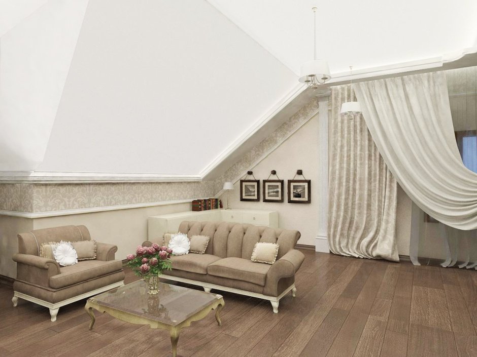 Потолочный плинтус на мансарде