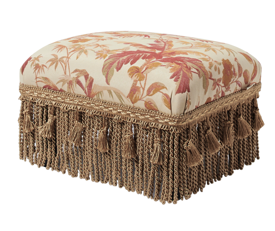 Custom Ottoman Slipcovers one-piece long skirt Ottoman Slipcover