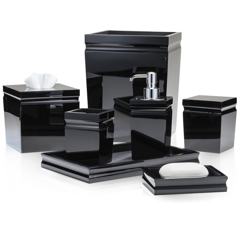 Черные аксессуары для ванной комнаты