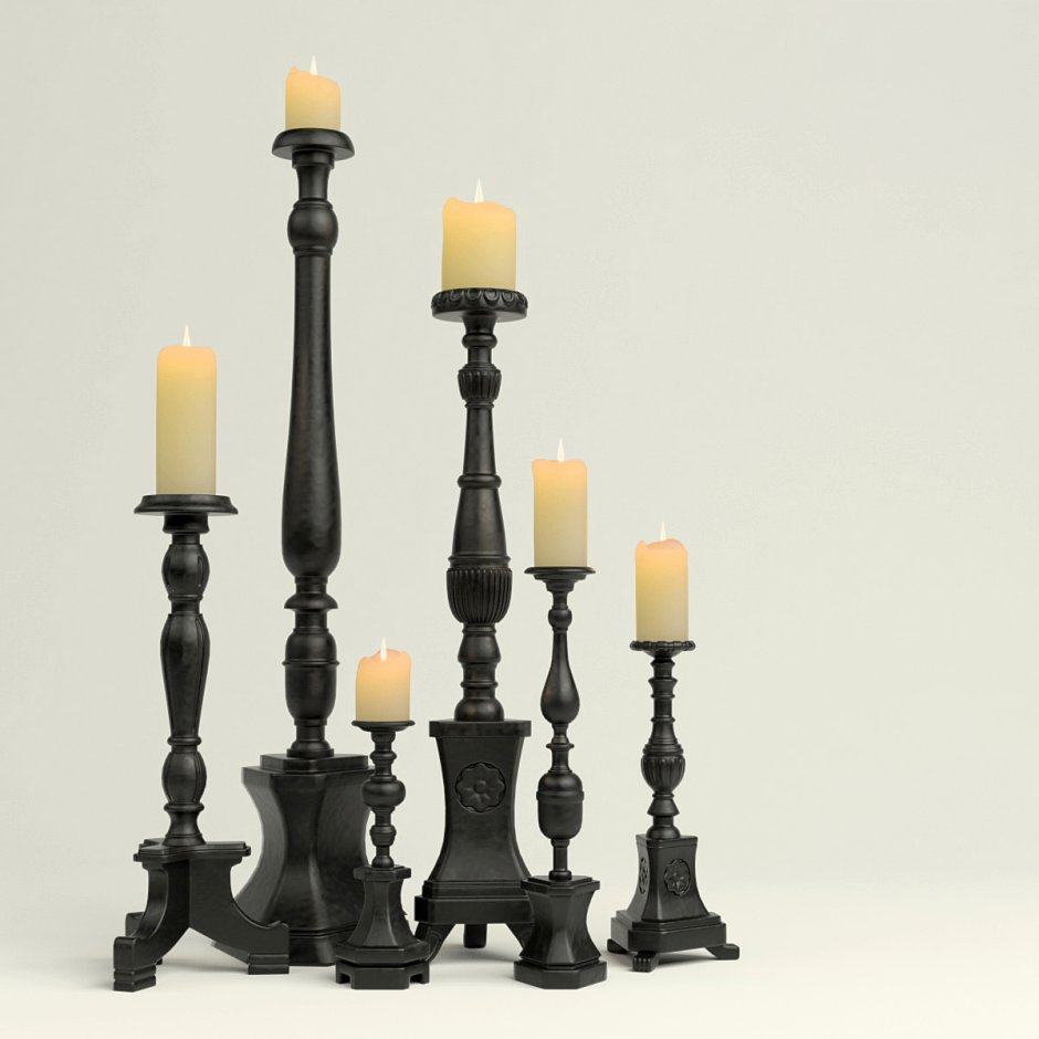 Деревянные напольные подсвечники