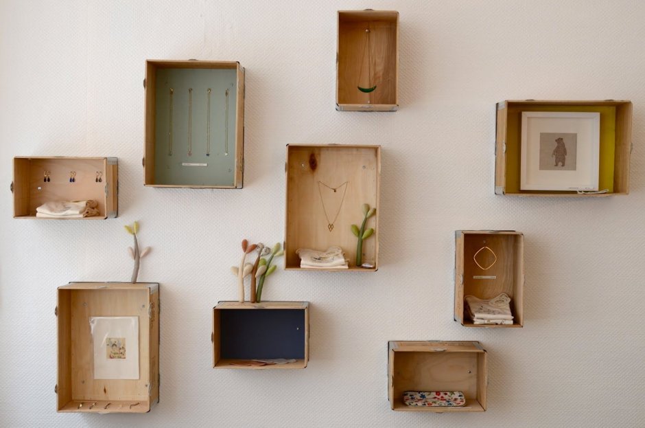 Ящики на стену в интерьере