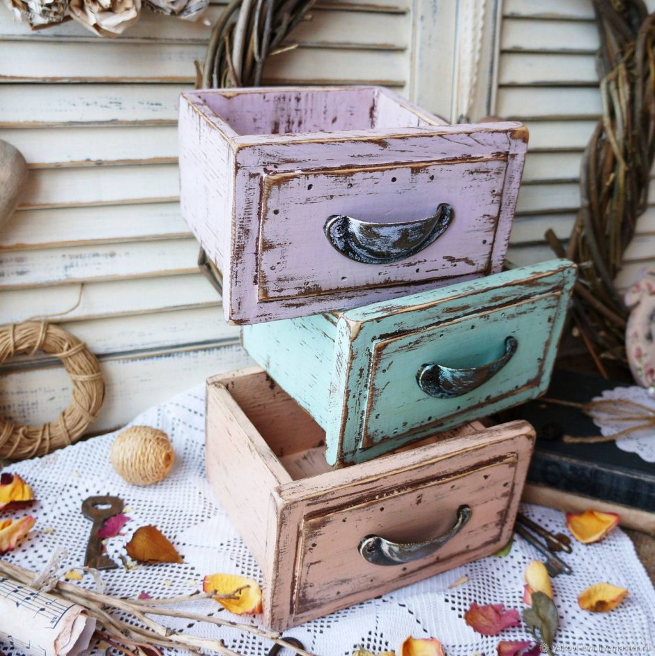 Деревянные ящики для декора