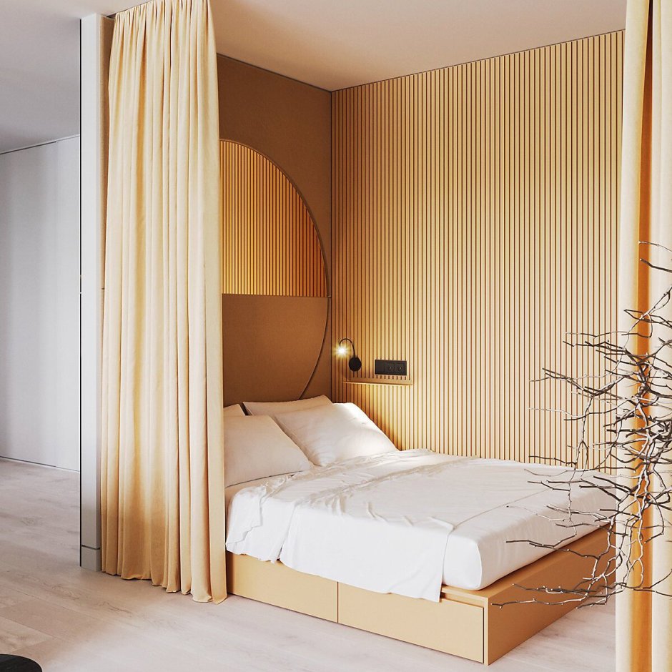 Кровать в маленькой спальне