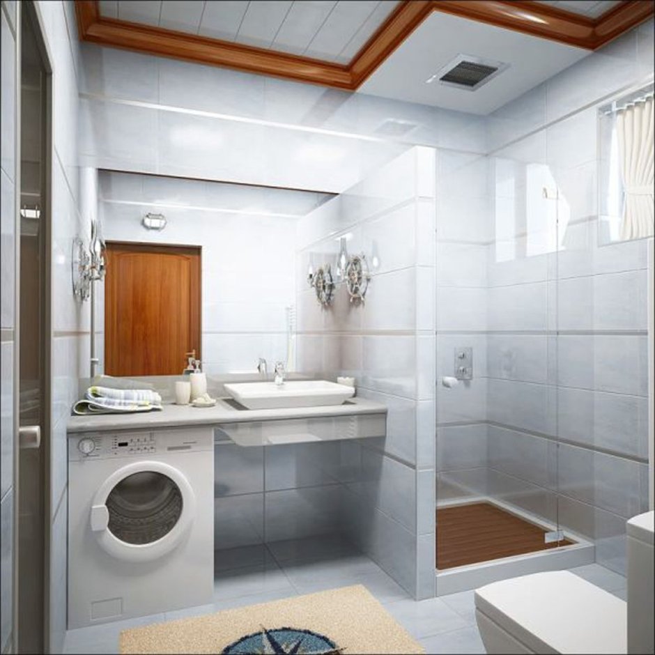 Современная ванная комната с душевой