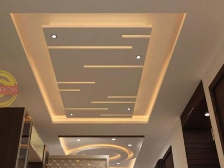 Потолки из гипсокартона с подсветкой для зала
