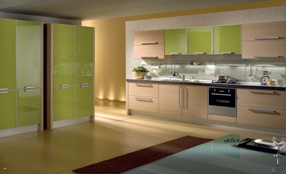 Кухонный гарнитур оливкового цвета