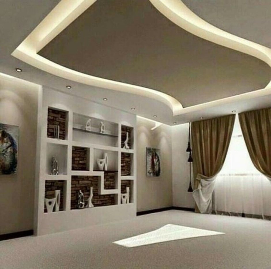 Потолок из гипсокартона для спальни фигура