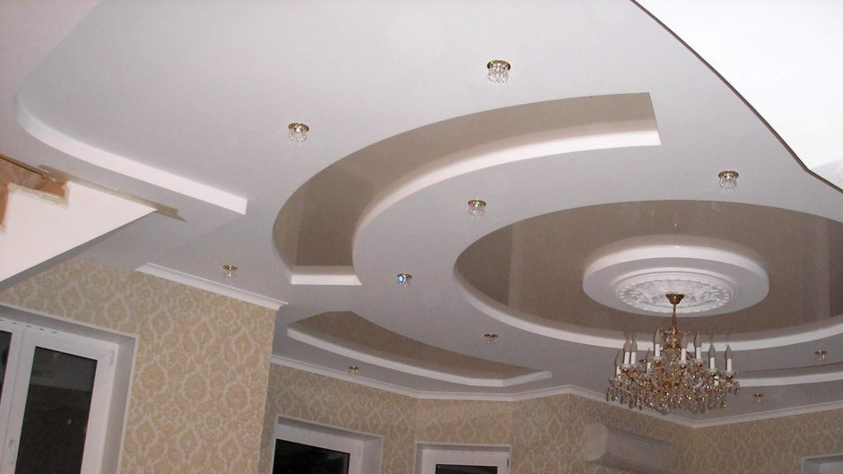 Красивые двухуровневые потолки из гипсокартона