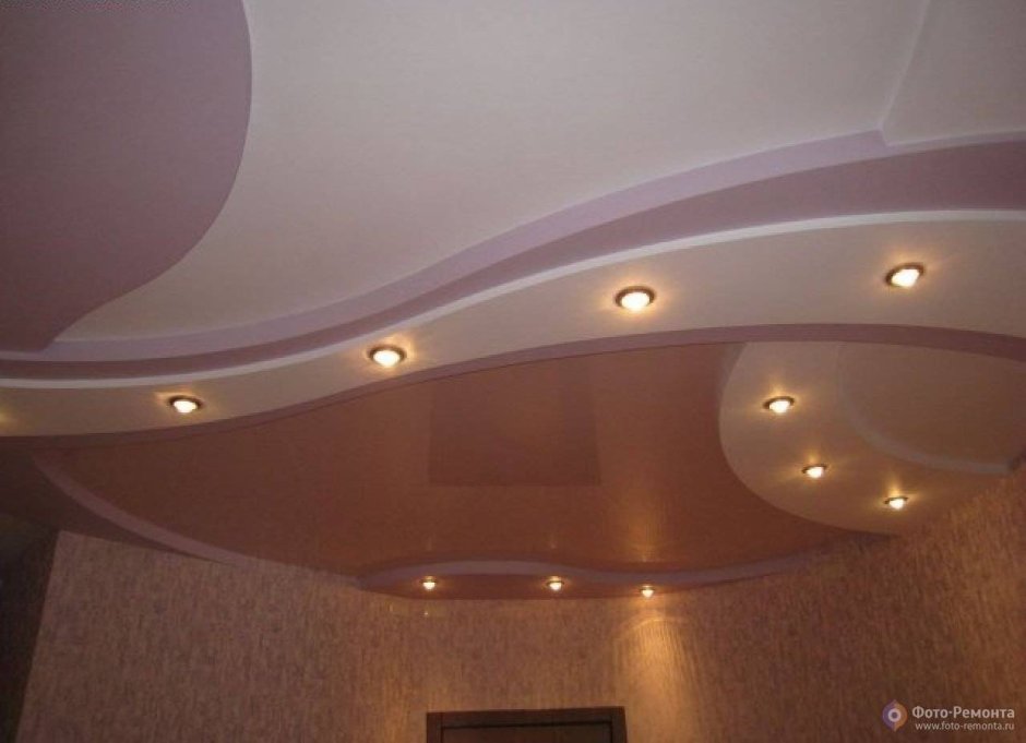 Красивые двухуровневые потолки из гипсокартона