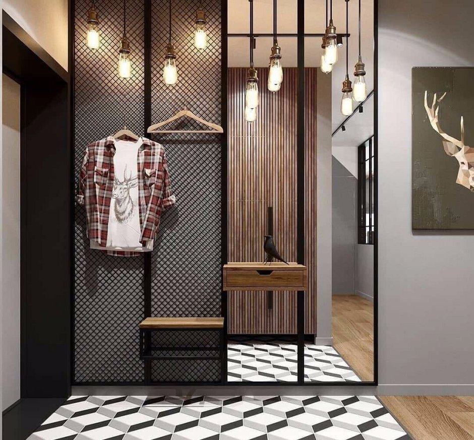 Прихожая с открытыми полками