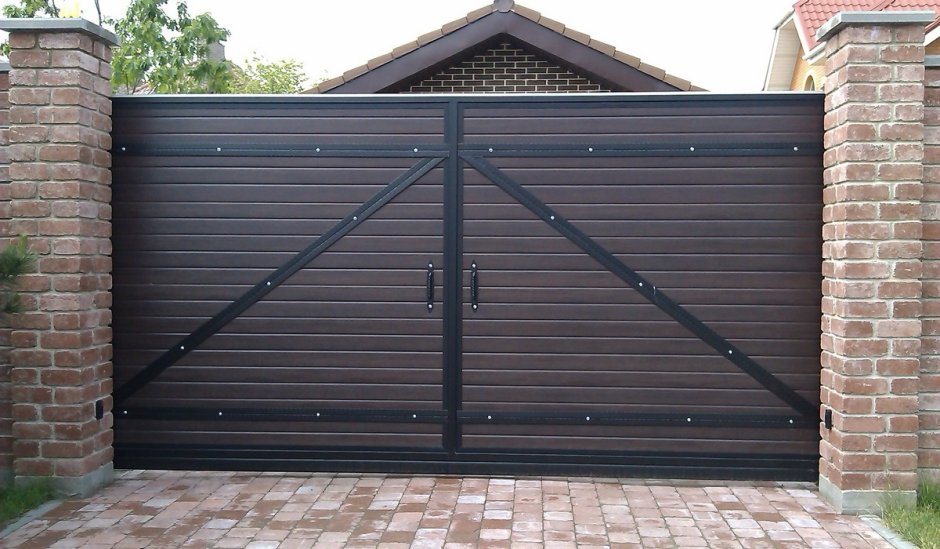 Ворота Дорхан распашные с ковкой антрацит