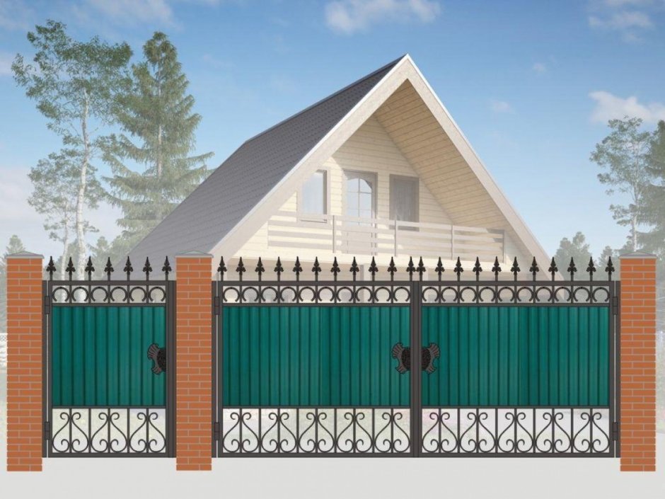 Забор с воротами и калиткой