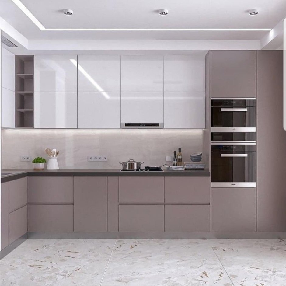 Кухонный гарнитур белый верх