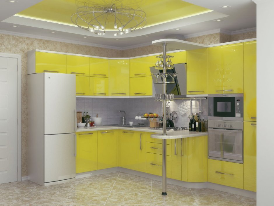 Желтая кухня 4 кв метра