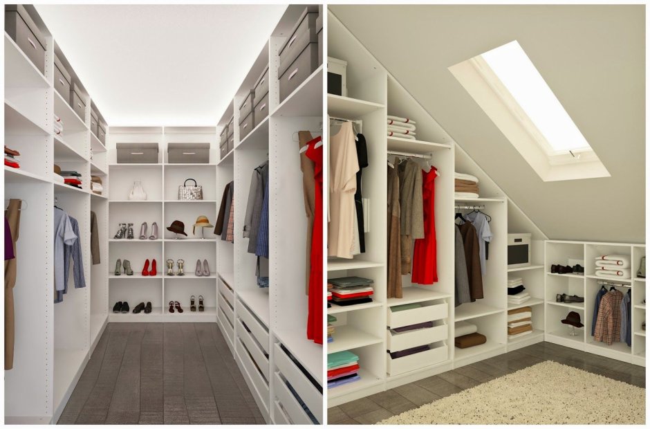 Планировка гардеробной для мансарды