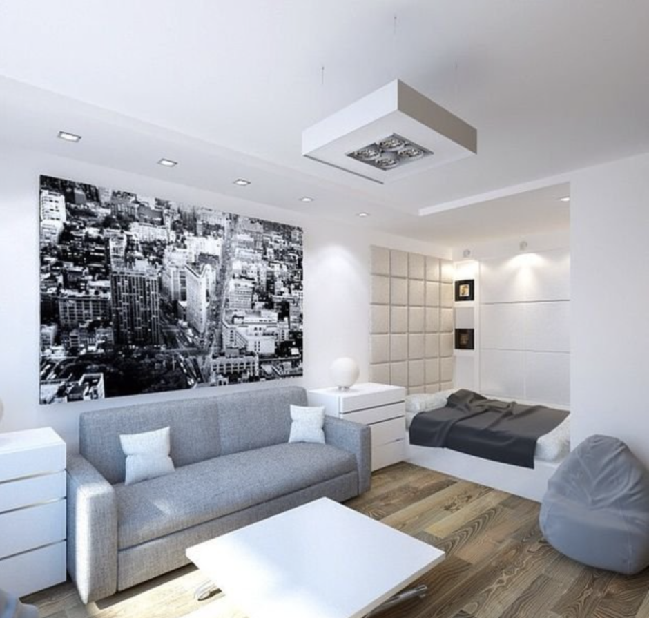 Интерьер однокомнатной квартиры с альковом