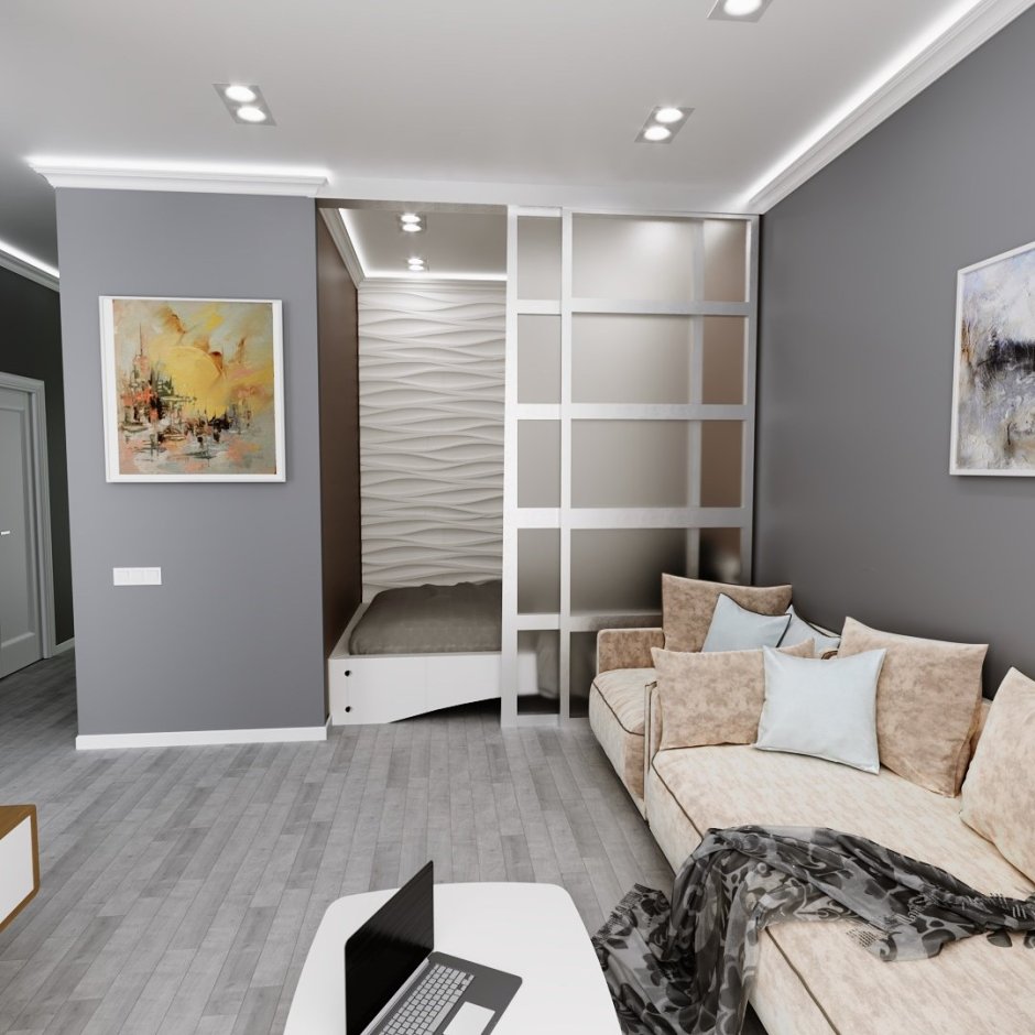 Зонирование квартиры студии 28 кв.м