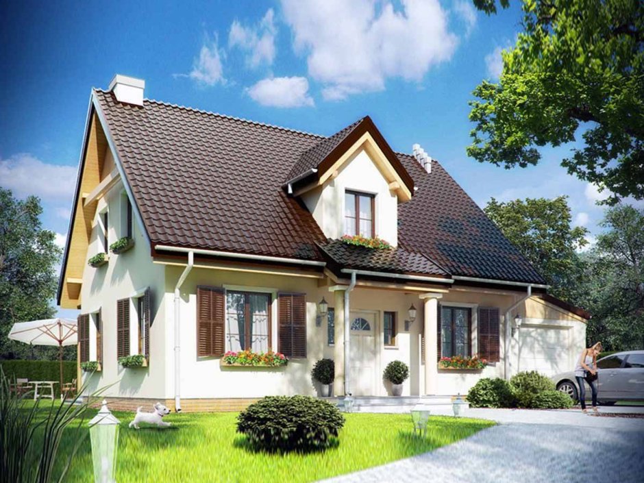 Красивые фасады домов с мансардой