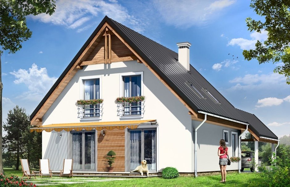 Одноэтажный дом с мансардой 150кв