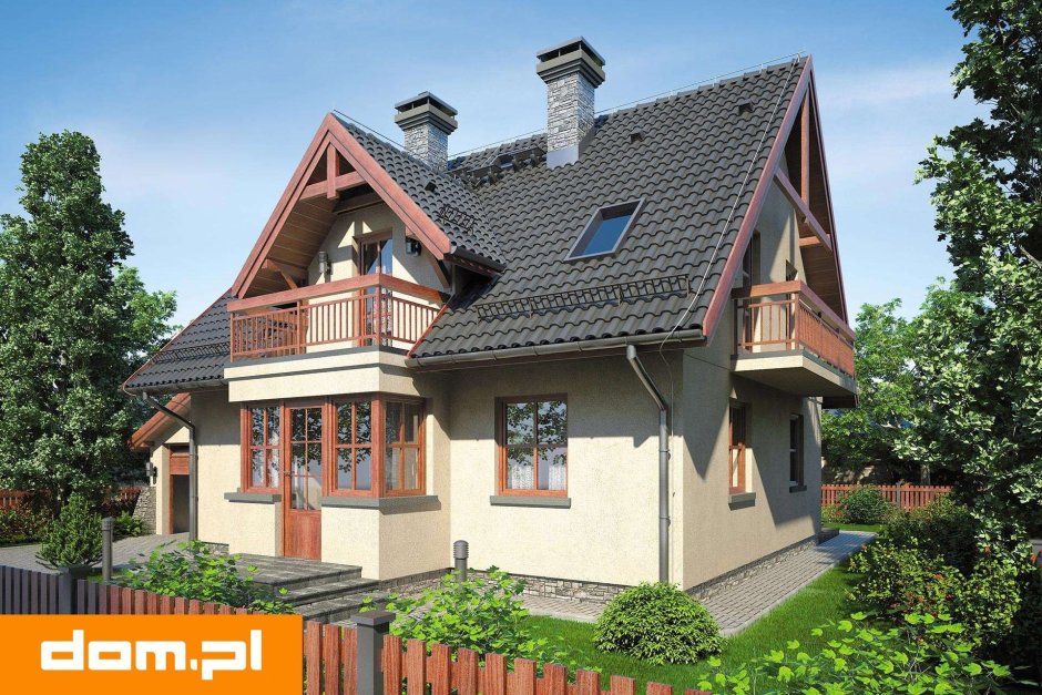 Четырёхскатная крыша с мансардой и балконом