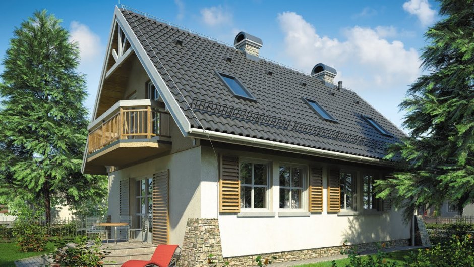 Дом с лоджией и мансардой